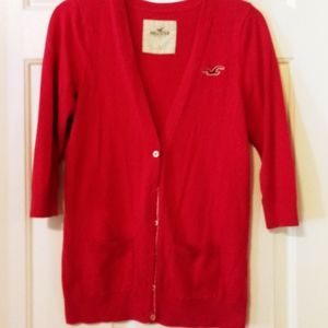 Hollister Ladies Cardigan Sweater Hot Pink Sz Large